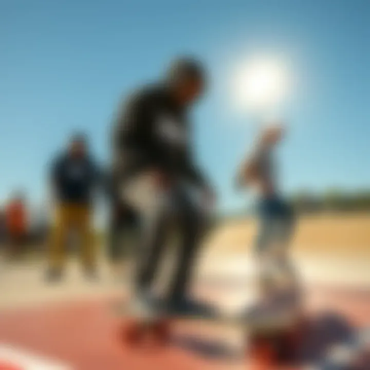 Skateboarders in Vans at Competition Iconic skateboarders wearing Vans shoes during a competition