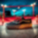 Vans shoes displayed in a vibrant skatepark setting