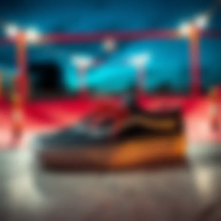 Vans Shoes in Skatepark Vans shoes displayed in a vibrant skatepark setting