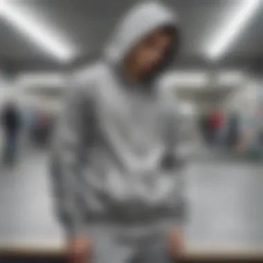 The Grey Adidas Zip Up Hoodie in Action Stylish grey Adidas zip up hoodie showcased on a skate park