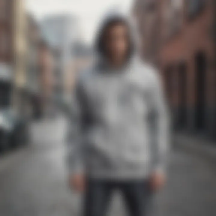 Hoodie styled with casual streetwear in an urban setting