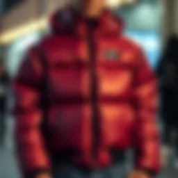 Stylish HUF puffer jacket showcasing its unique design