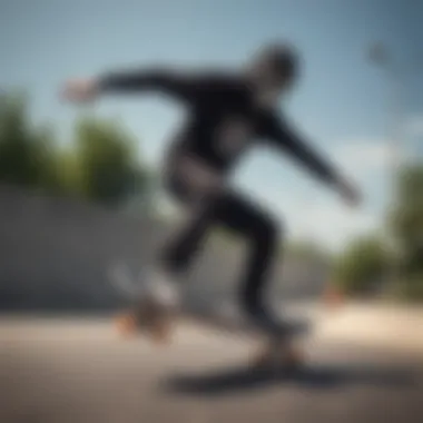 Action shot of a skater performing tricks with the Blind Reaper skateboard