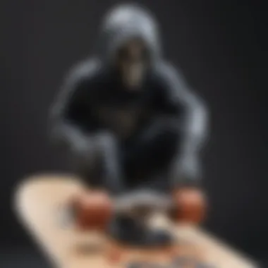 Close-up of the unique graphics on the Blind Reaper skateboard deck