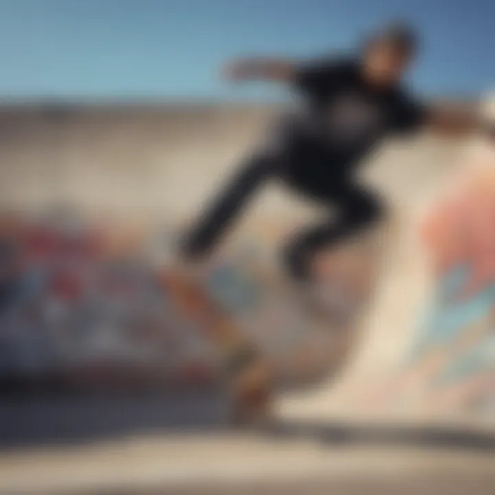 Graffiti wall with System of a Down lyrics and skateboarder