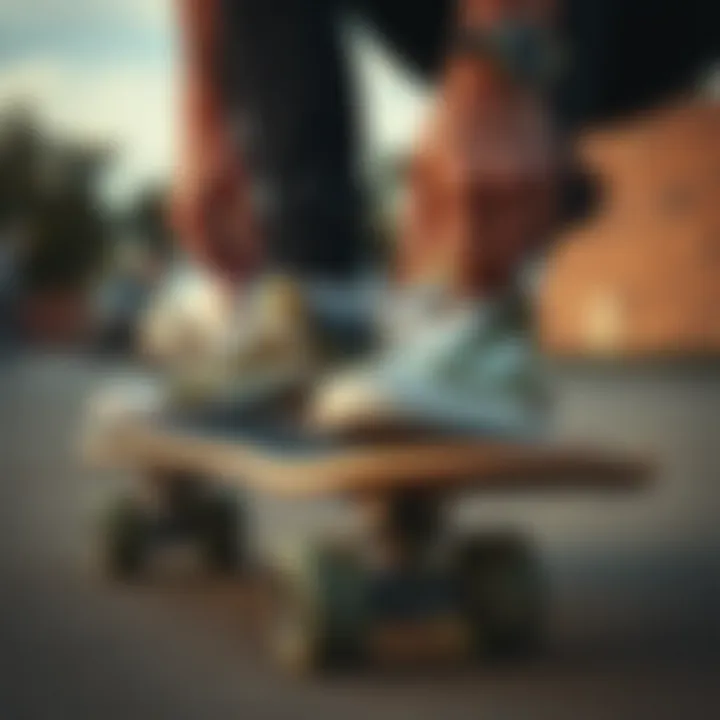 Changing Shoes Mid-Session Skateboarder switching shoes during a session