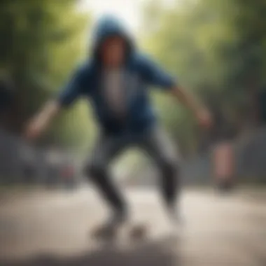 Skater in Action: Short Sleeve Zip Hoodie A skater performing tricks wearing a short sleeve zip hoodie.