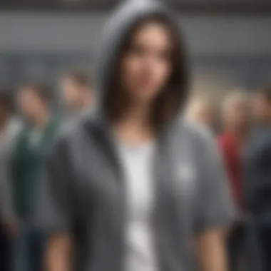 Styling Possibilities: Short Sleeve Zip Hoodie A fashionable skater showcasing different styling options for the hoodie.