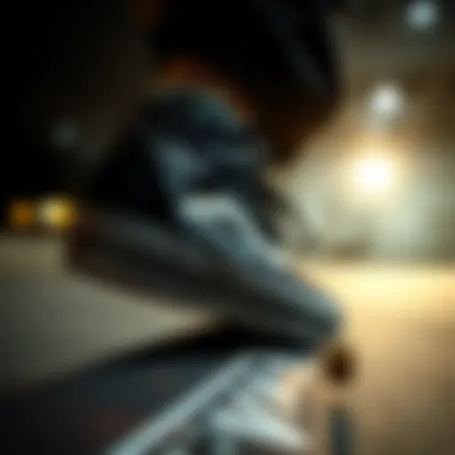 Black bandana Vans on a skateboard