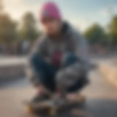 Skater wearing a Lil Peep beanie at a skate park