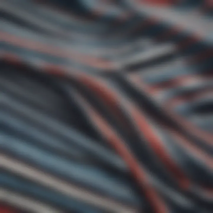 Close-up of fabric texture of a striped t-shirt