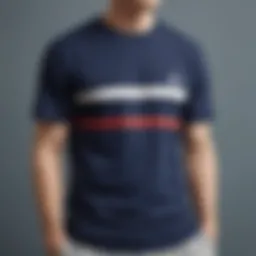 Classic navy stripe t-shirt styled with skateboarding gear