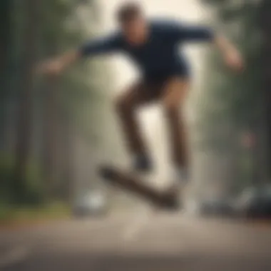 A skater performing a trick with a Twin Peaks skateboard in mid-air