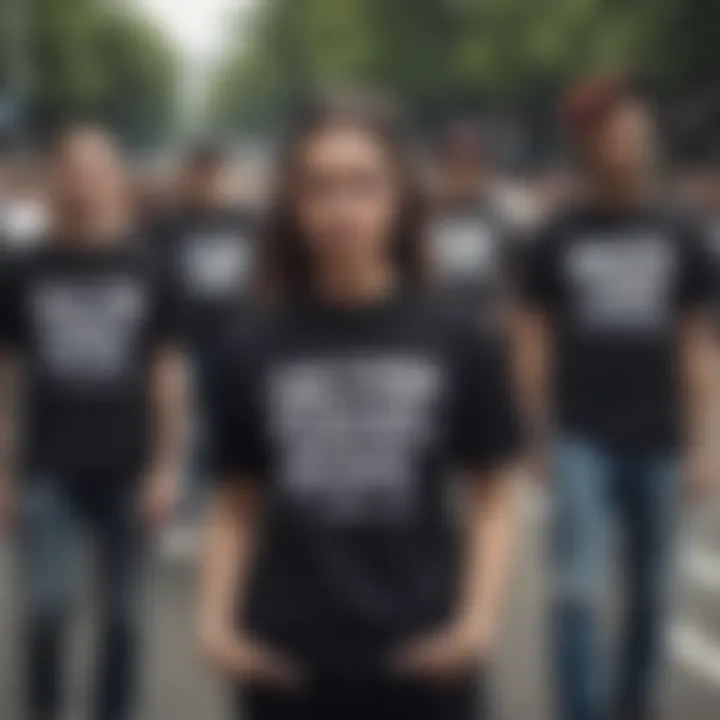 Group of activists wearing anarchism T-shirts at a protest