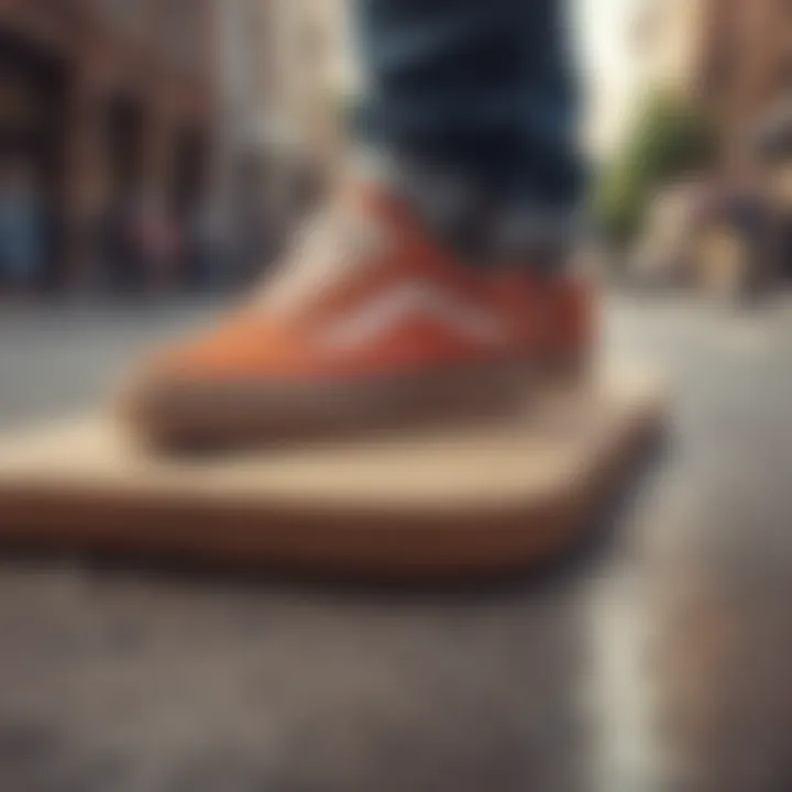 Skaters using Vans Old Skool Gum in an urban environment.