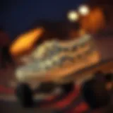 Vans checkered sneakers on a skateboard