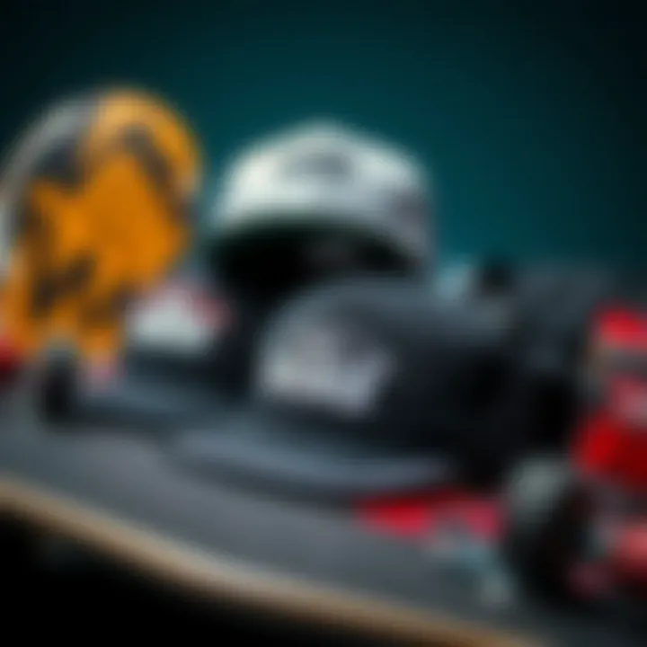 Vans Hats in the Skateboarding Lifestyle Vans hats alongside skateboards and accessories