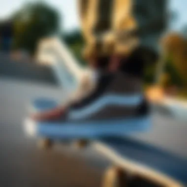 Vans SK8 Hi Classic worn in a skateboarding environment