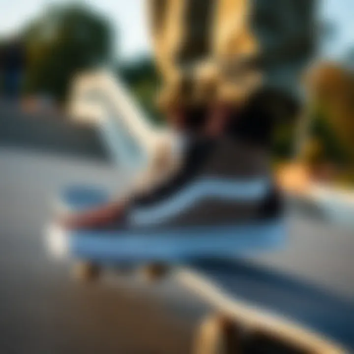 Vans SK8 Hi Classic worn in a skateboarding environment