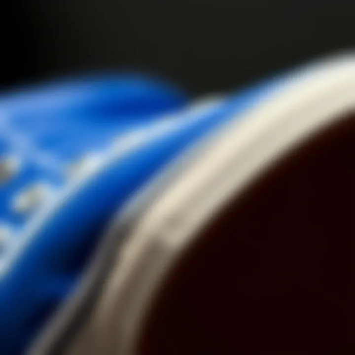 Close-up of the Vans SK8 Hi Royal Blue's unique texture and material quality