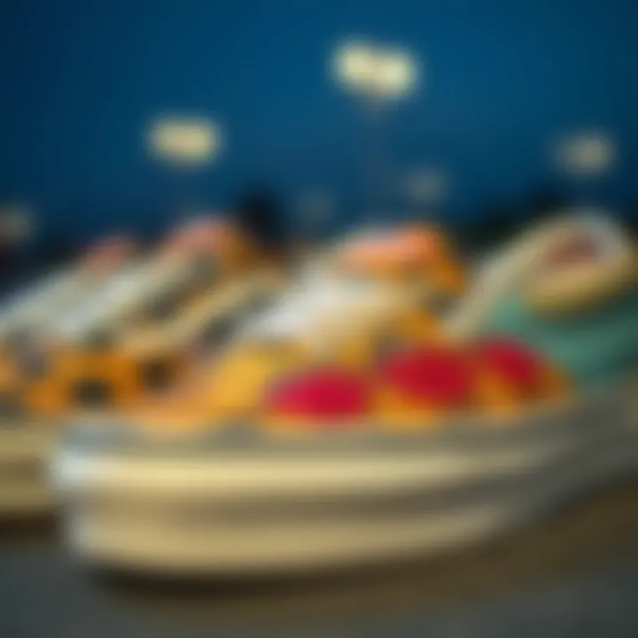 Close-up of unique Vans slip-on designs