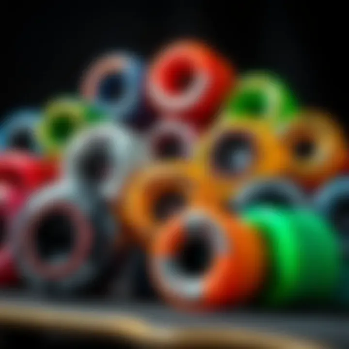 Diverse Selection of Tech Deck Skateboard Wheels Variety of Tech Deck skateboard wheels in different colors and designs