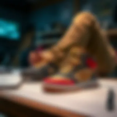 A designer sketching new vegan skate shoe concepts