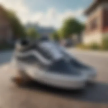 Vans skate shoes on a skateboard