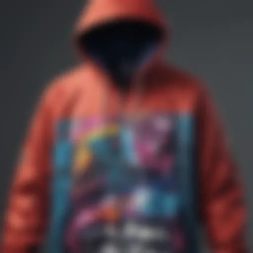 A vibrant windbreaker hoodie showcasing unique design elements